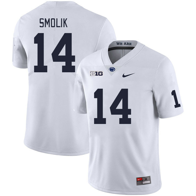 Men #14 Jaxon Smolik Penn State Nittany Lions College Football Jerseys Stitched Sale-White